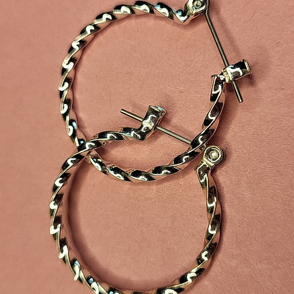 Silver Twisted Hoop Earrings - Picture 2 of 2